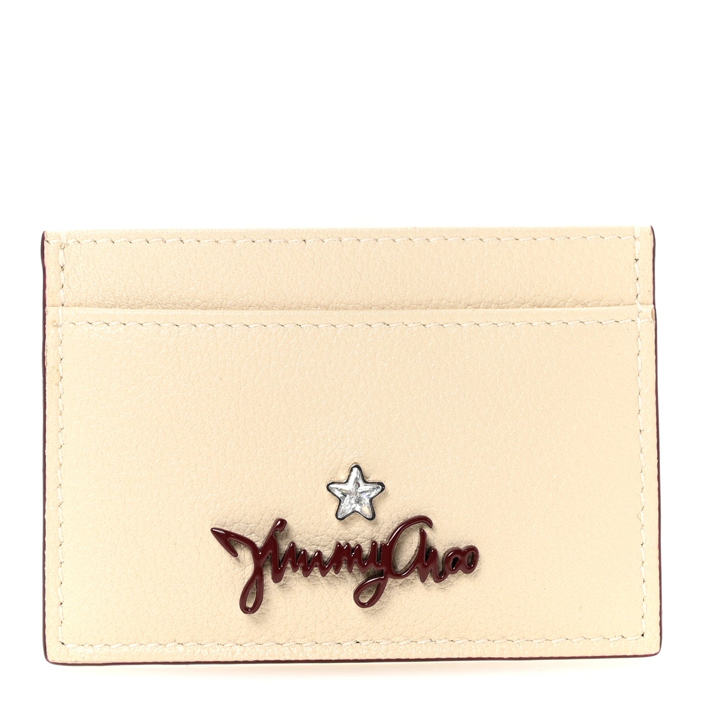 Grainy Calfskin Aries Card Case Linen