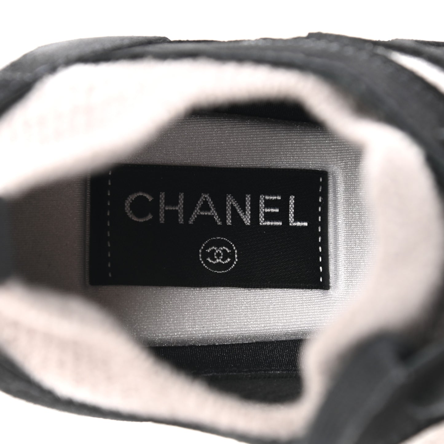 Fabric Suede Calfskin CC Sneakers 38.5 Grey Black