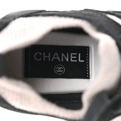 Chanel Fabric Suede Calfskin CC Sneakers 38.5 Grey Black 7 of 9