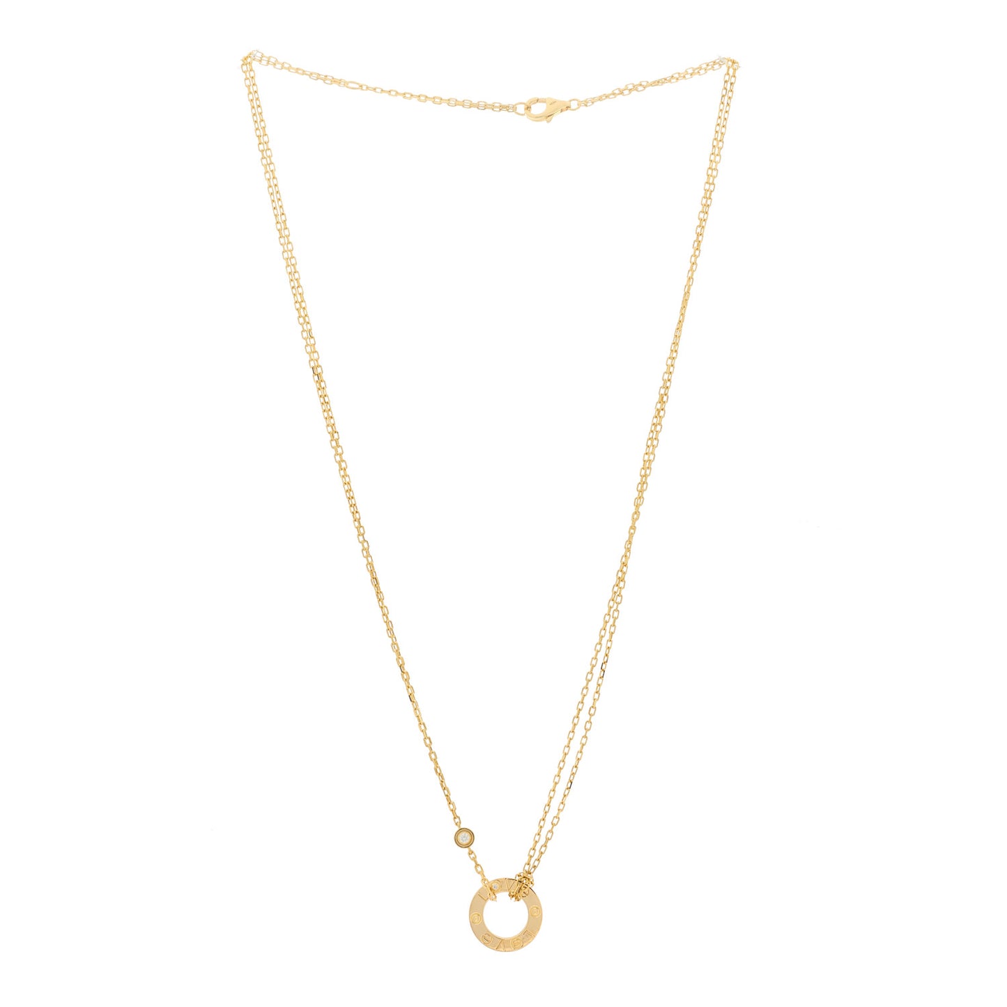 18K Yellow Gold 2 Diamond LOVE Necklace