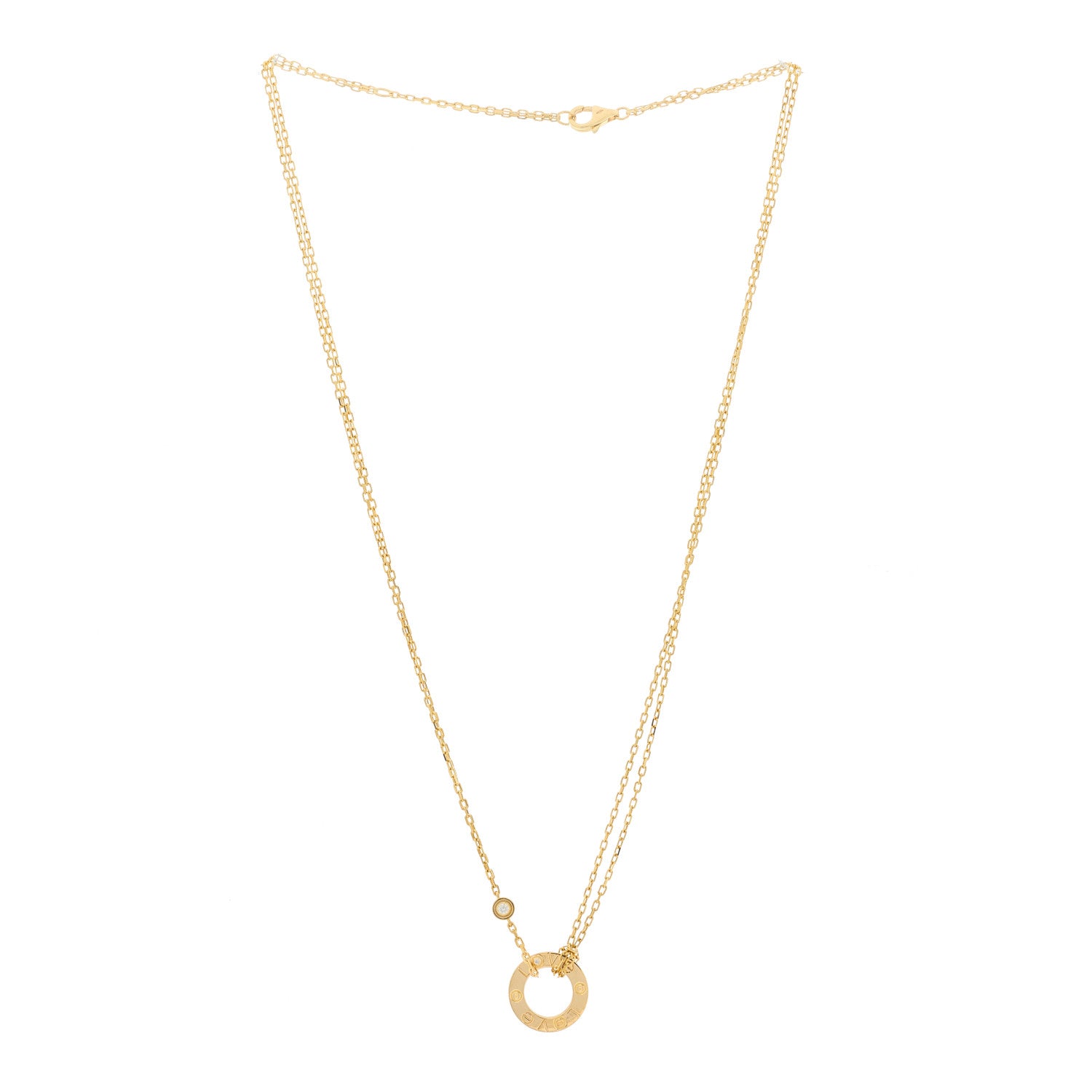Cartier 18K Yellow Gold 2 Diamond LOVE Necklace 3 of 5