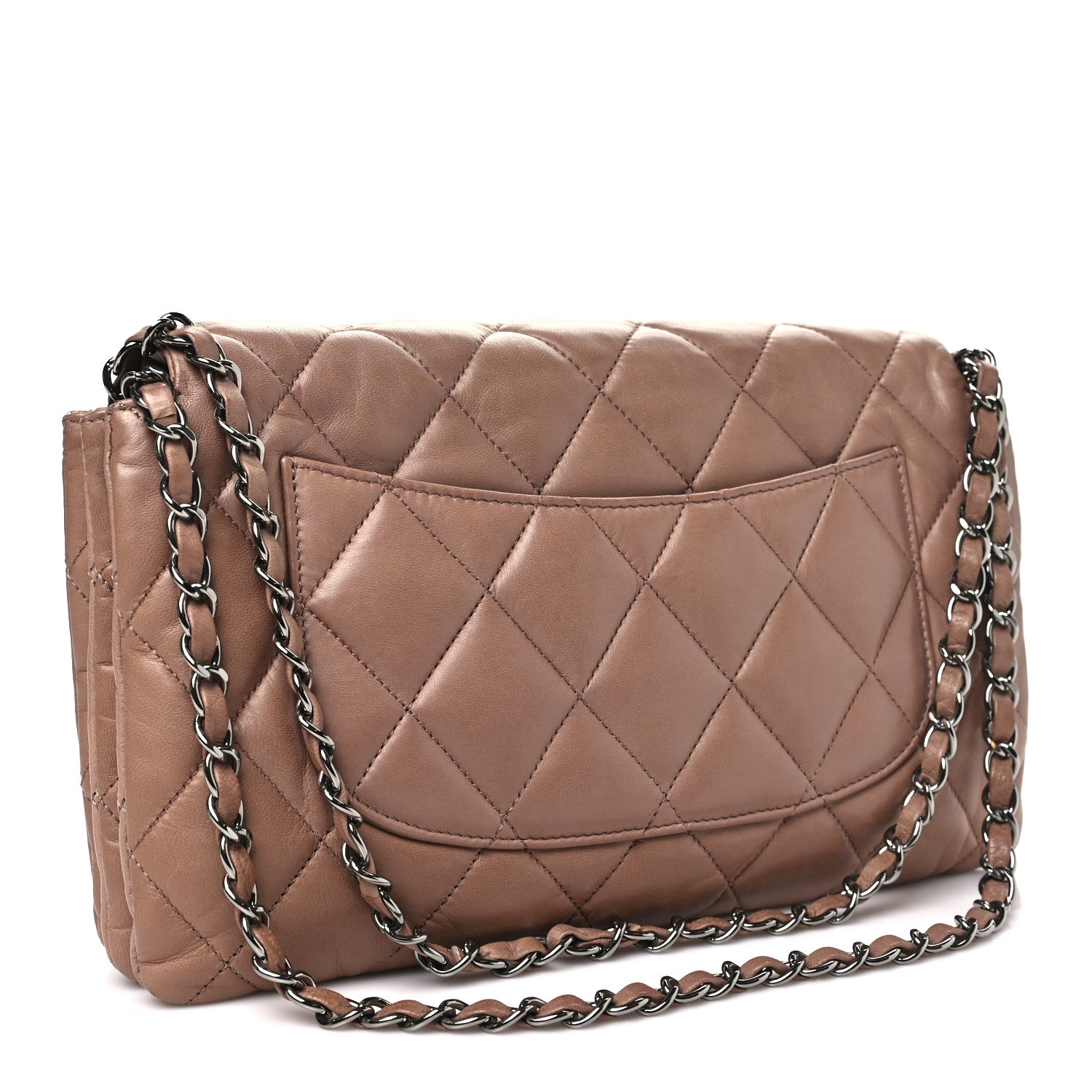 Chanel Lambskin Quilted Chanel 3 Accordion Flap Bag Dark Beige 3 of 10