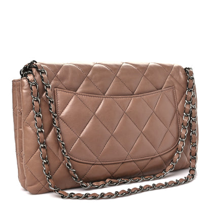 Chanel Lambskin Quilted Chanel 3 Accordion Flap Bag Dark Beige 3 of 10