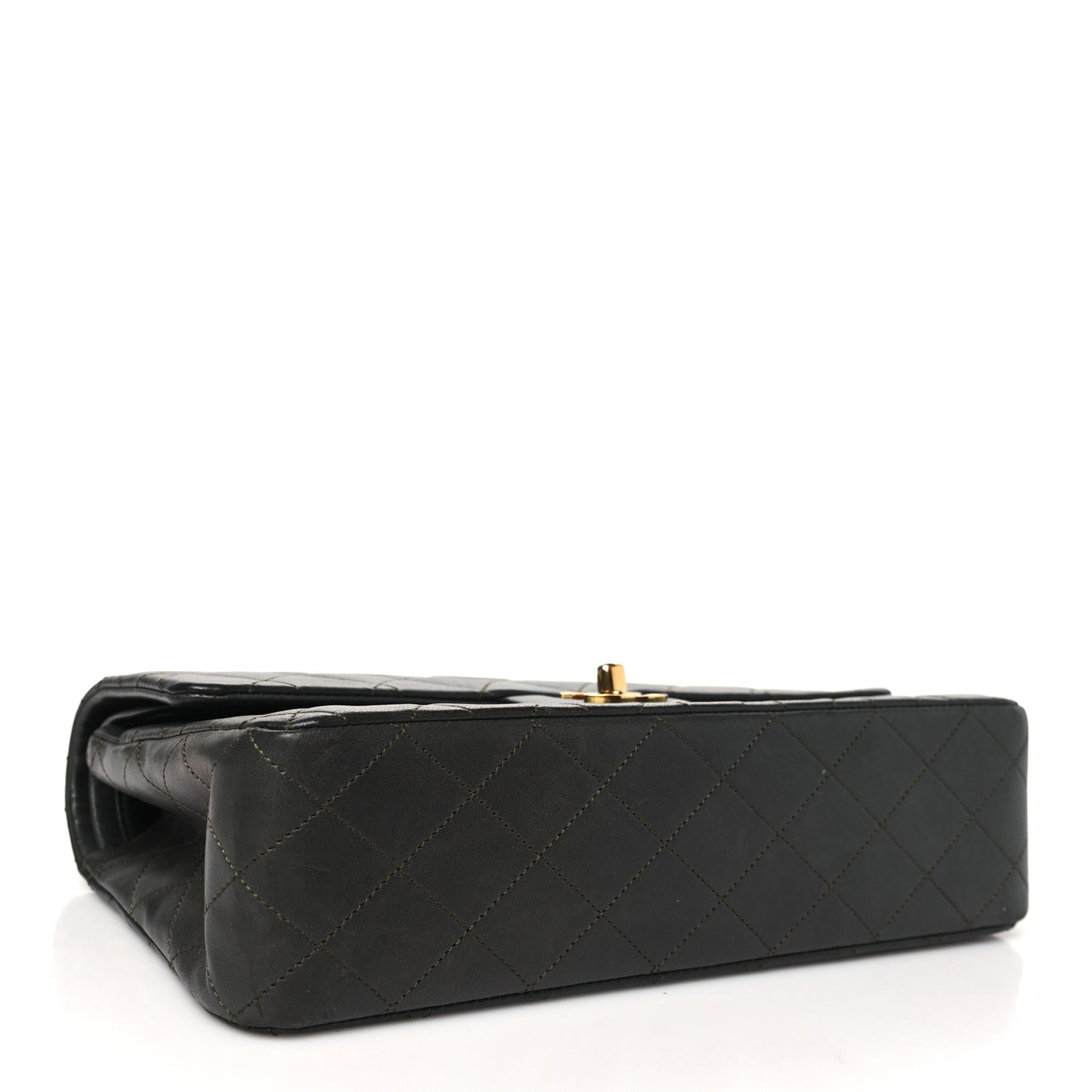 Lambskin Quilted Medium Double Flap Dark Grey