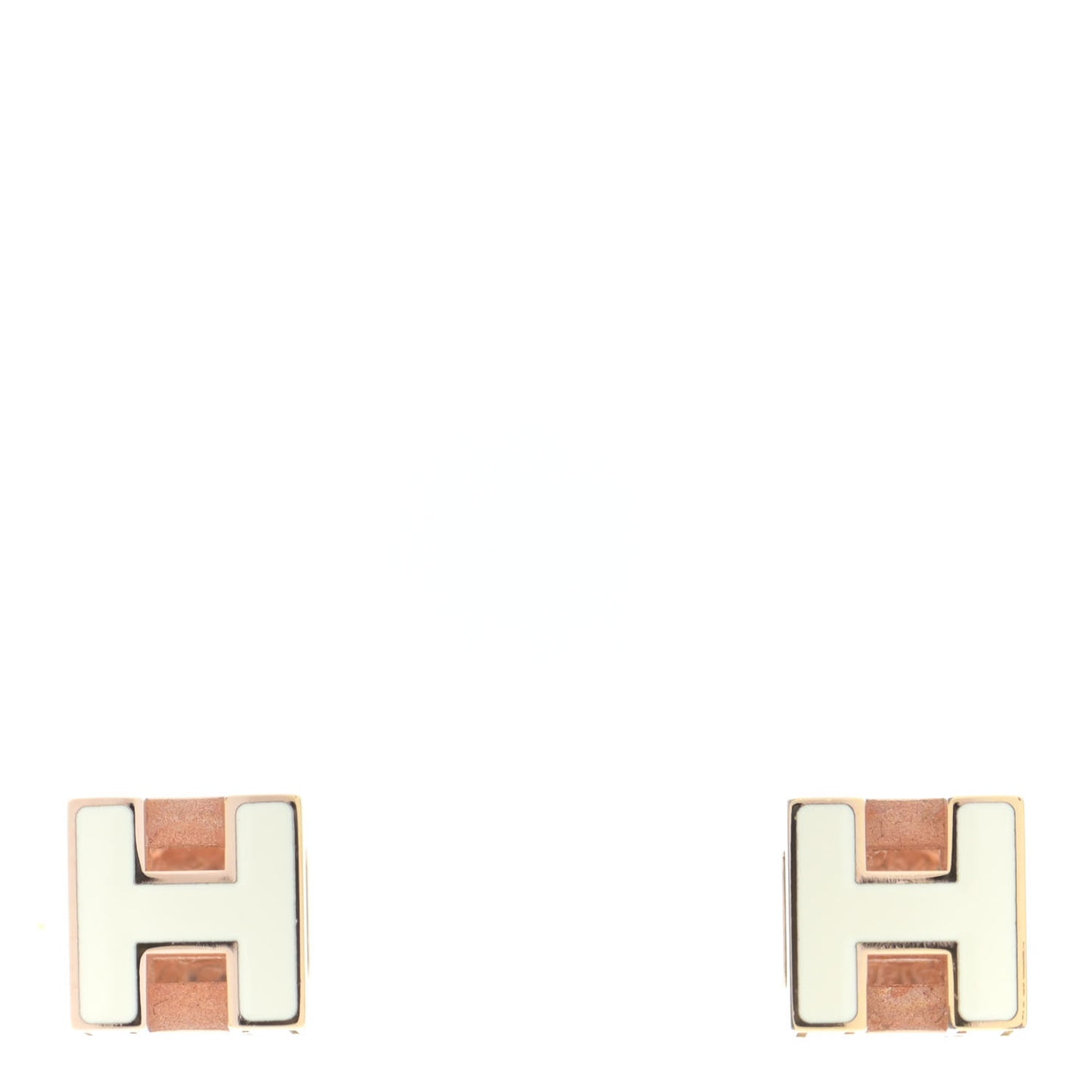 Rose Gold Lacquered Cage d'H Earrings White