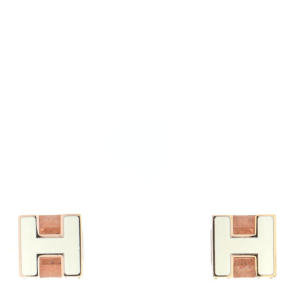 Hermes Rose Gold Lacquered Cage d'H Earrings White 1 of 6