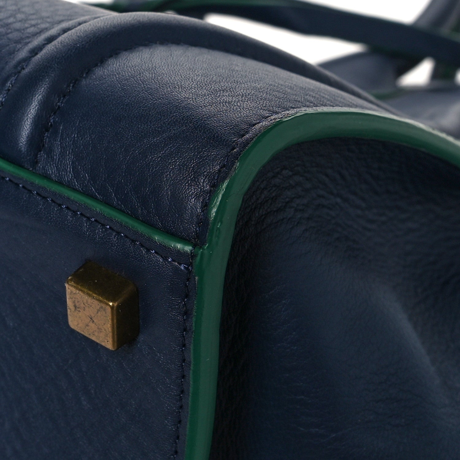 Celine Supple Calfskin Medium Phantom Luggage Navy Blue Green Trim 8 of 10