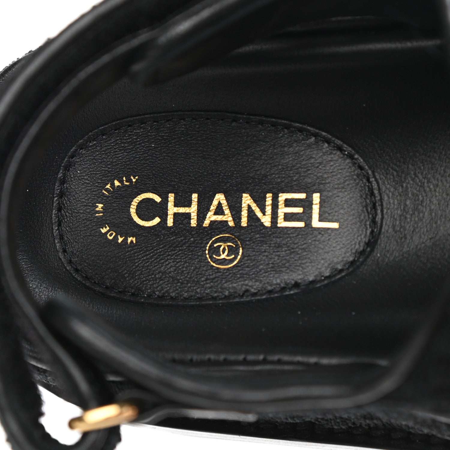 Chanel Knit Fabric Velcro Dad Sandals 37 Black 7 of 9