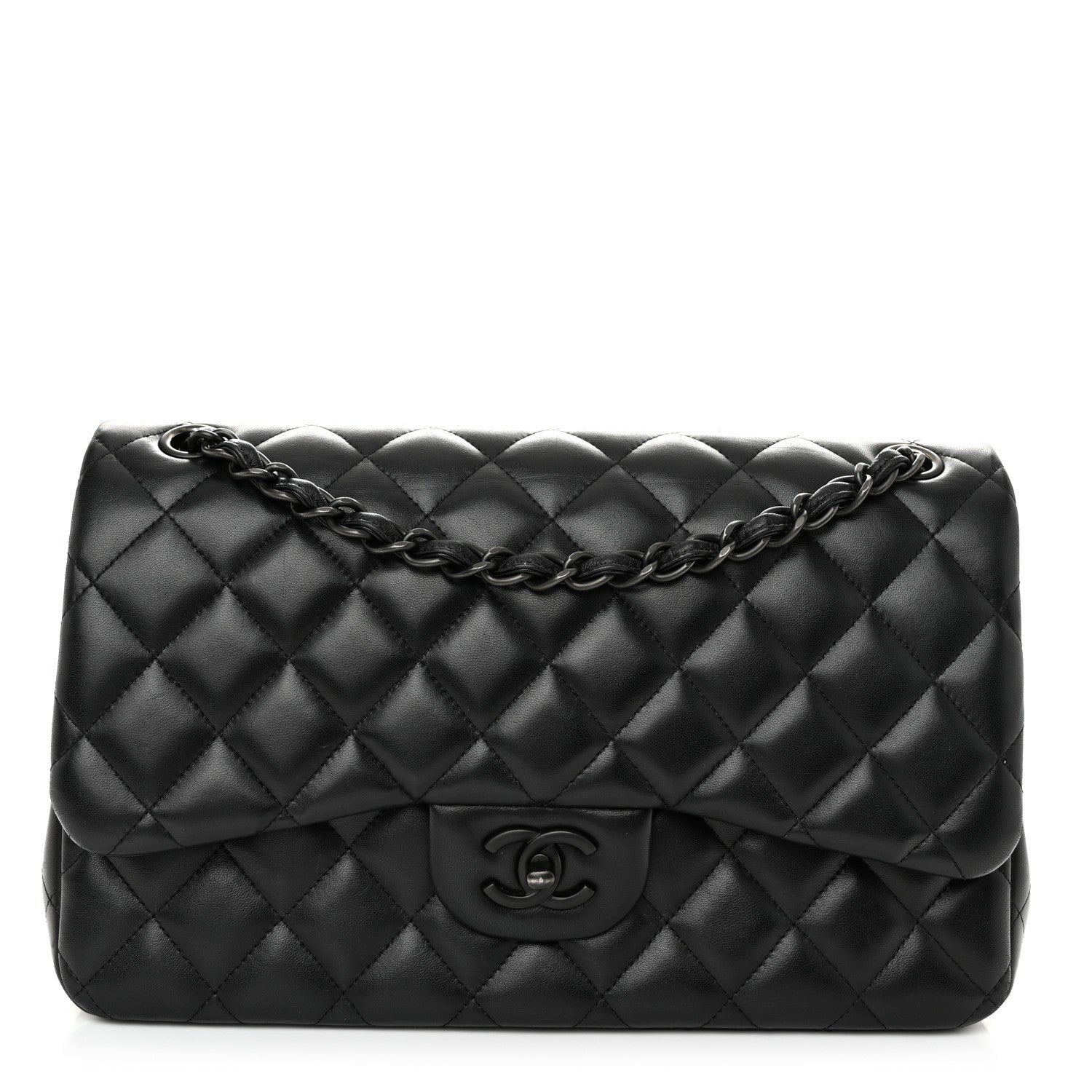 Chanel Lambskin Quilted Jumbo Double Flap So Black 1 of 11