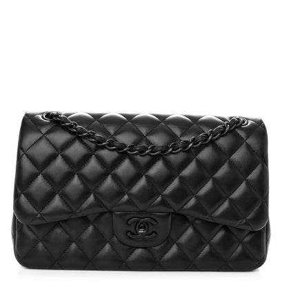 Chanel Lambskin Quilted Jumbo Double Flap So Black 1 of 11