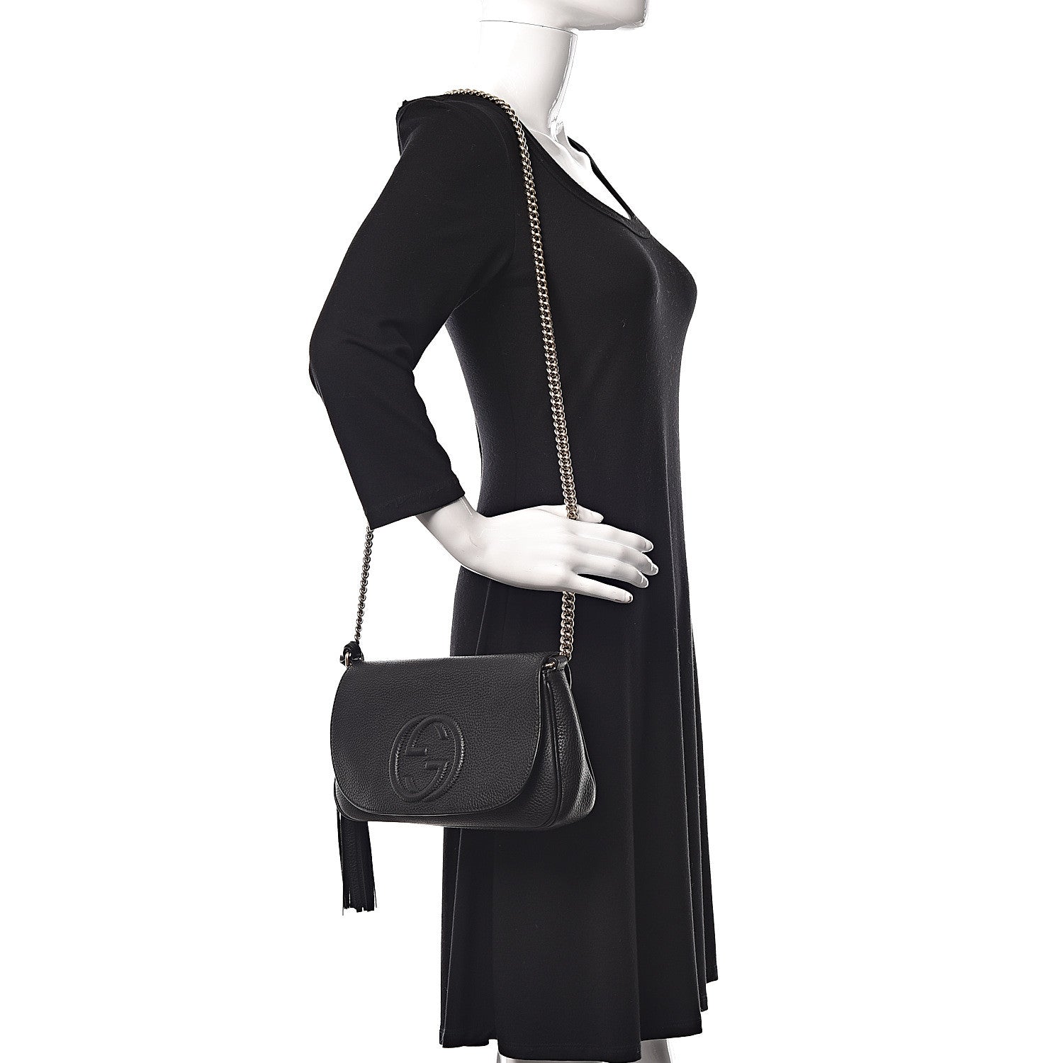Gucci Pebbled Calfskin Medium Soho Flap Crossbody Black 2 of 10
