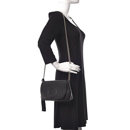 Gucci Pebbled Calfskin Medium Soho Flap Crossbody Black 2 of 10