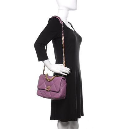 Chanel Goatskin Quilted Medium Chanel 19 Flap Violet Purple 2 of 10