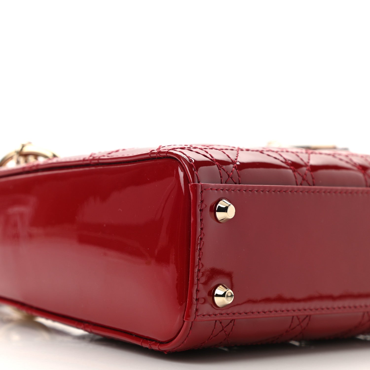 Christian Dior Patent Cannage Mini Lady Dior Red 9 of 11