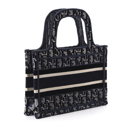 Christian Dior Velvet Oblique Embroidered Mini Book Tote Blue 3 of 9