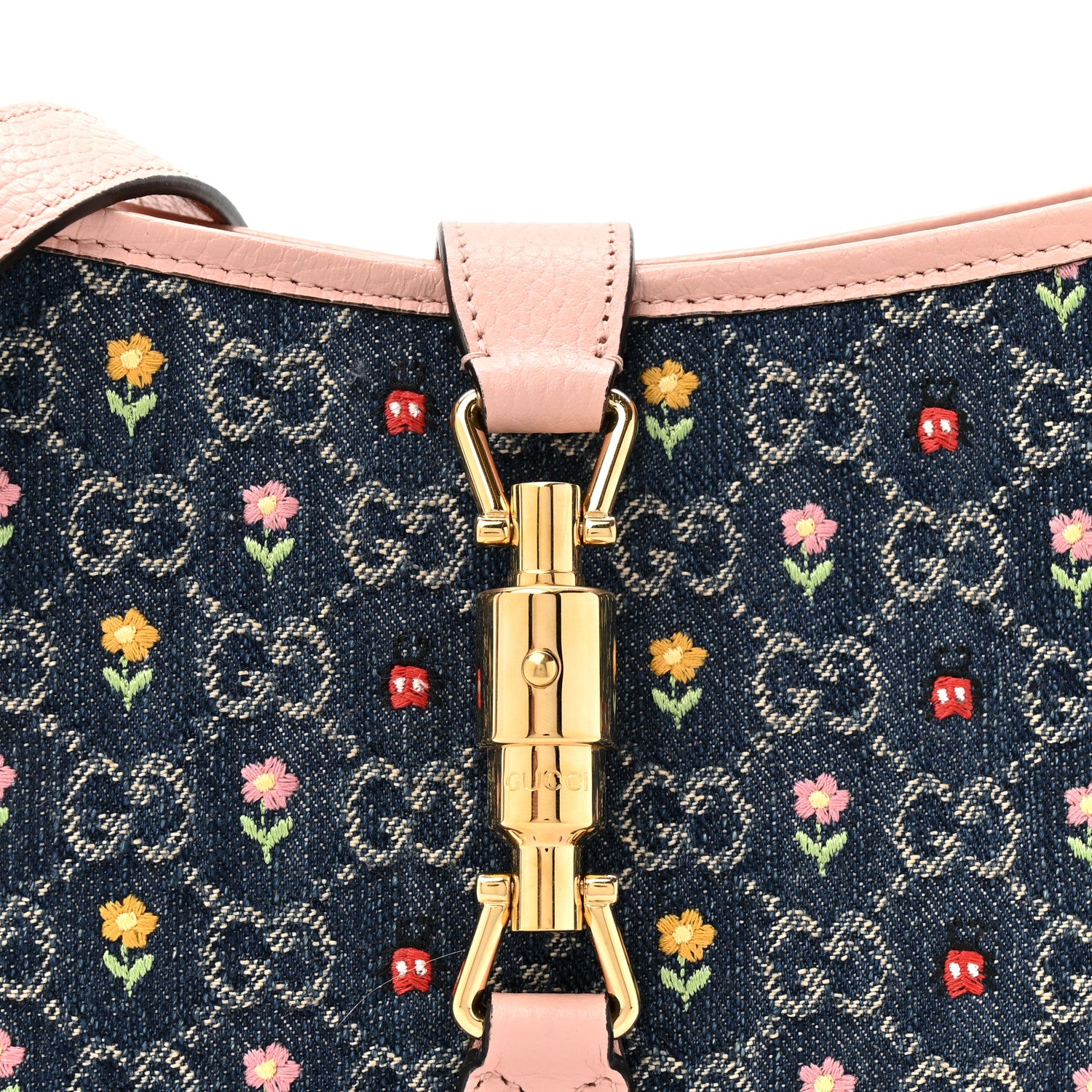 Gucci New Denim GG Monogram Calfskin Love Parade Small Jackie 1961
