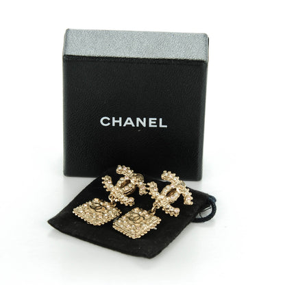 Chanel Crystal CC Drop Earrings Gold 5 of 5
