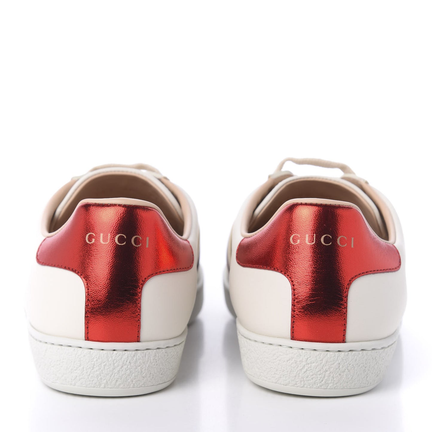 Calfskin Stripe Womens New Ace Sneakers 40 New Mystic White Ecru Red Flame