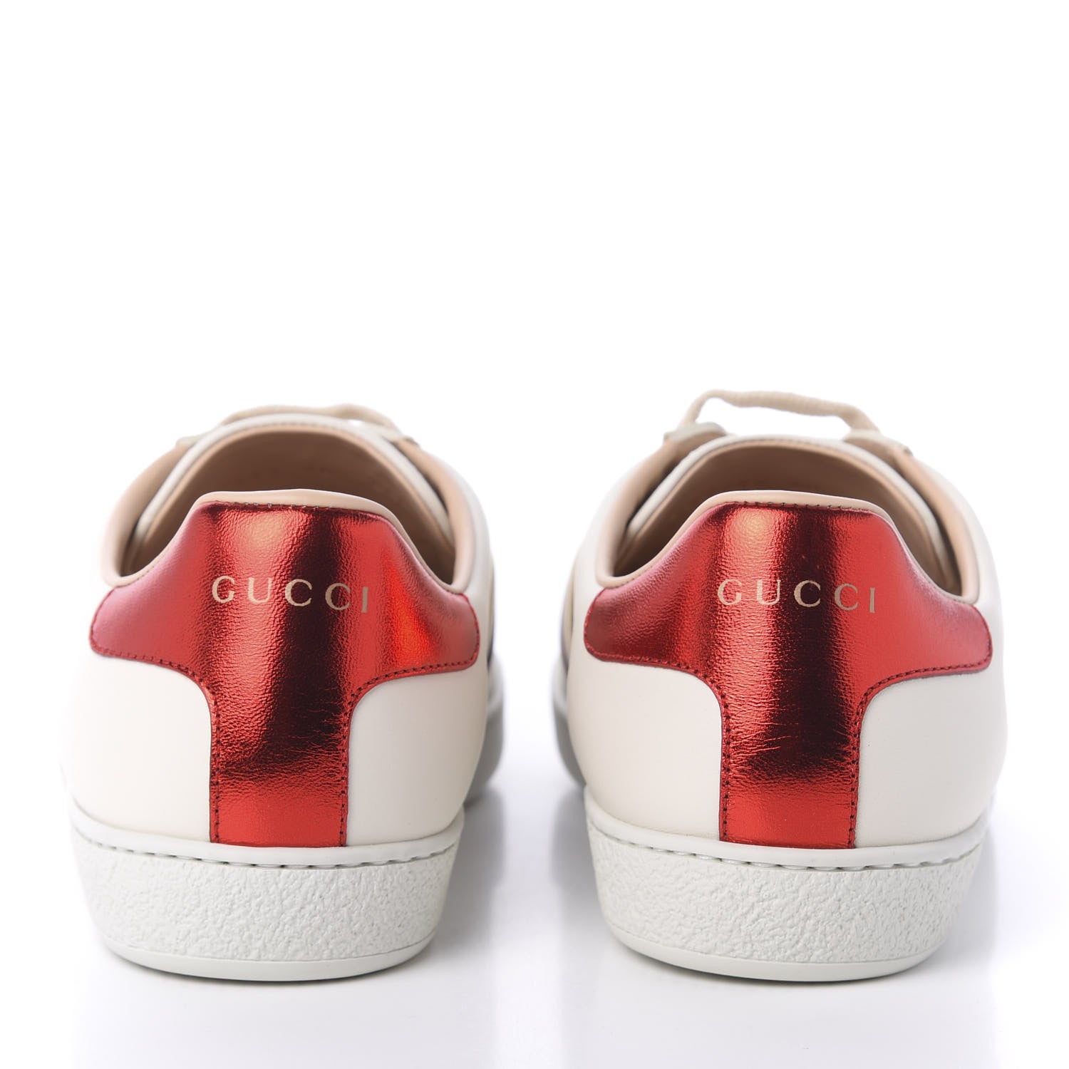 Gucci Calfskin Stripe Womens New Ace Sneakers 40 New Mystic White Ecru Red Flame 6 of 10