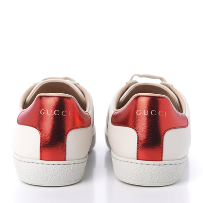 Gucci Calfskin Stripe Womens New Ace Sneakers 40 New Mystic White Ecru Red Flame 6 of 10
