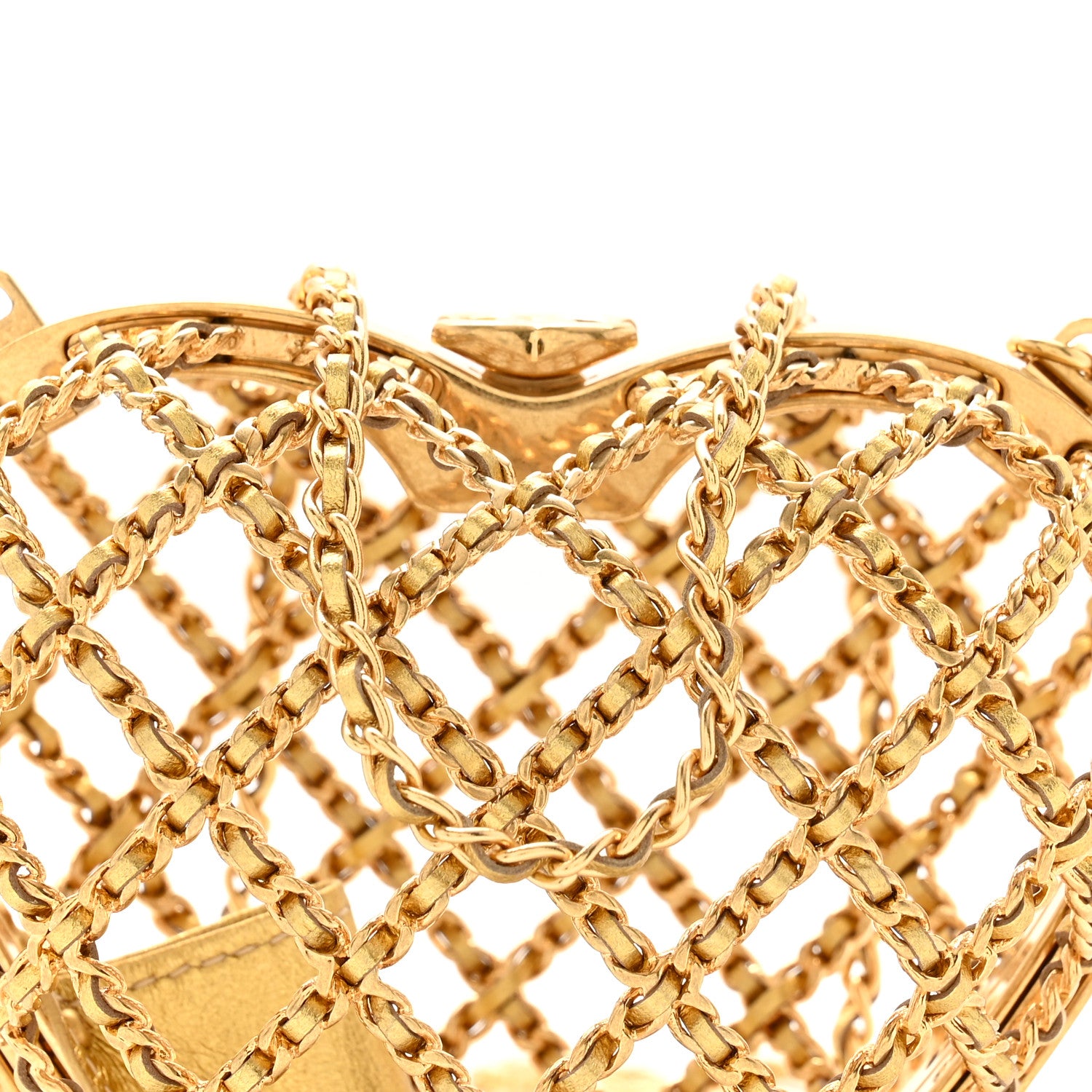 Chanel Metal Metallic Lambskin Quilted CC Heart Minaudiere Crossbody Gold 9 of 11