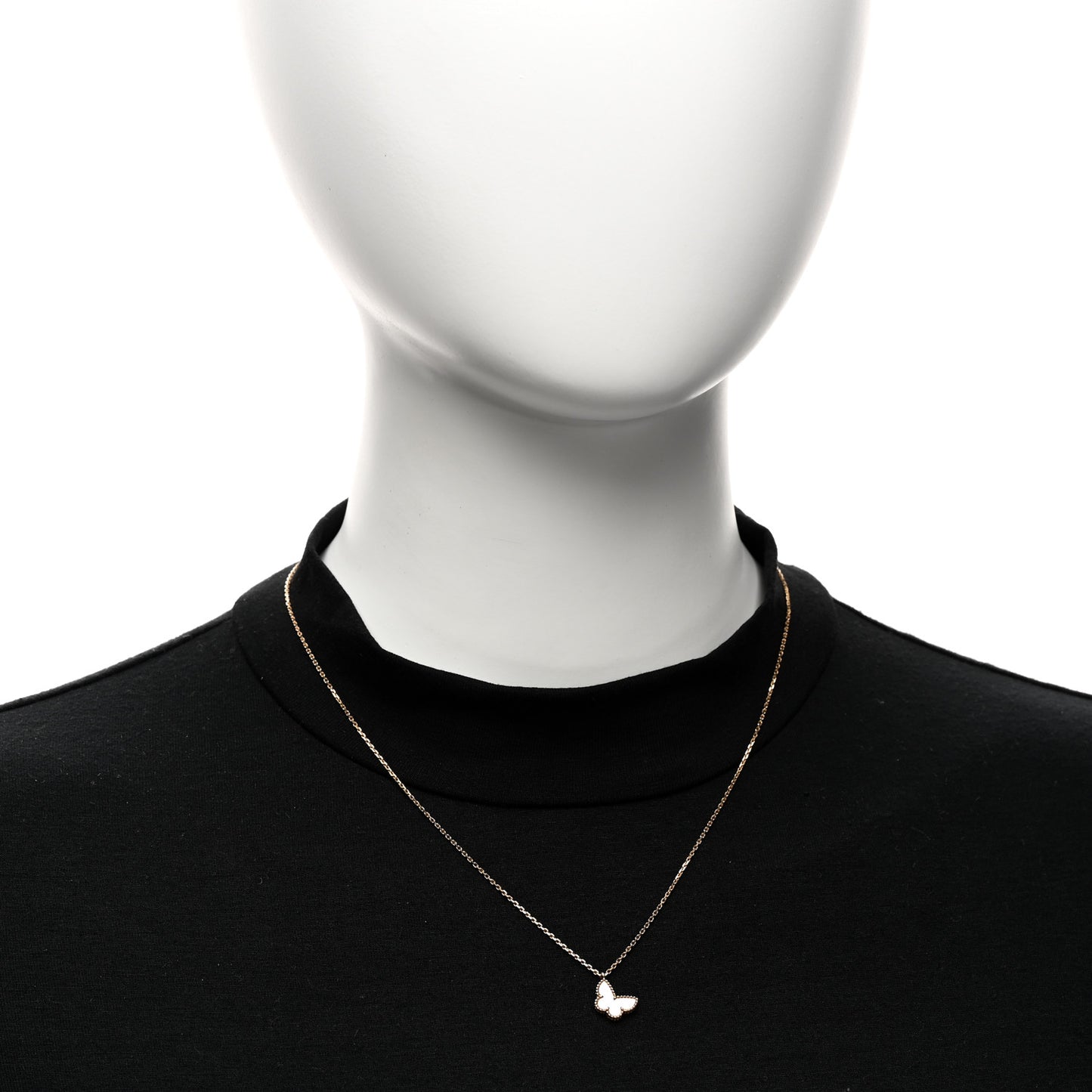 18K Yellow Gold Mother of Pearl Sweet Alhambra Butterfly Pendant Necklace