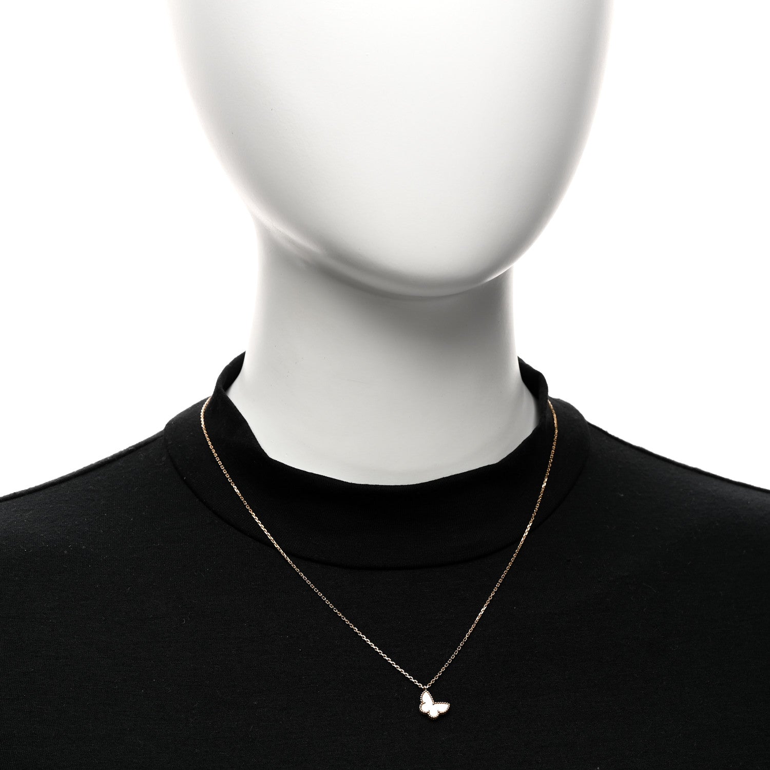 Van Cleef & Arpels 18K Yellow Gold Mother of Pearl Sweet Alhambra Butterfly Pendant Necklace 2 of 6