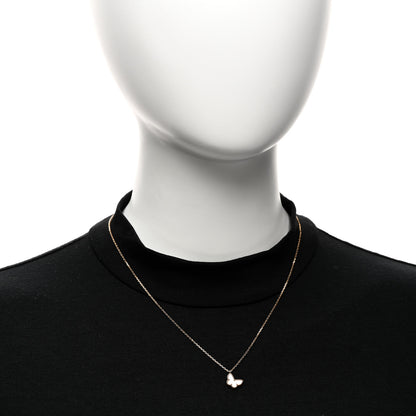 Van Cleef & Arpels 18K Yellow Gold Mother of Pearl Sweet Alhambra Butterfly Pendant Necklace 2 of 6