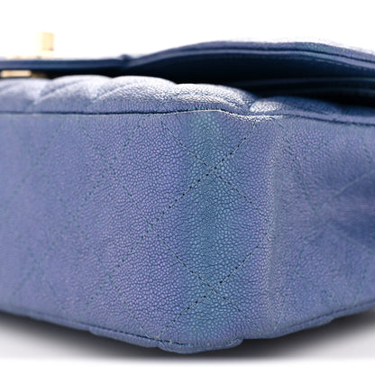 Chanel Iridescent Caviar Quilted Medium Double Flap Dark Blue 10 of 11
