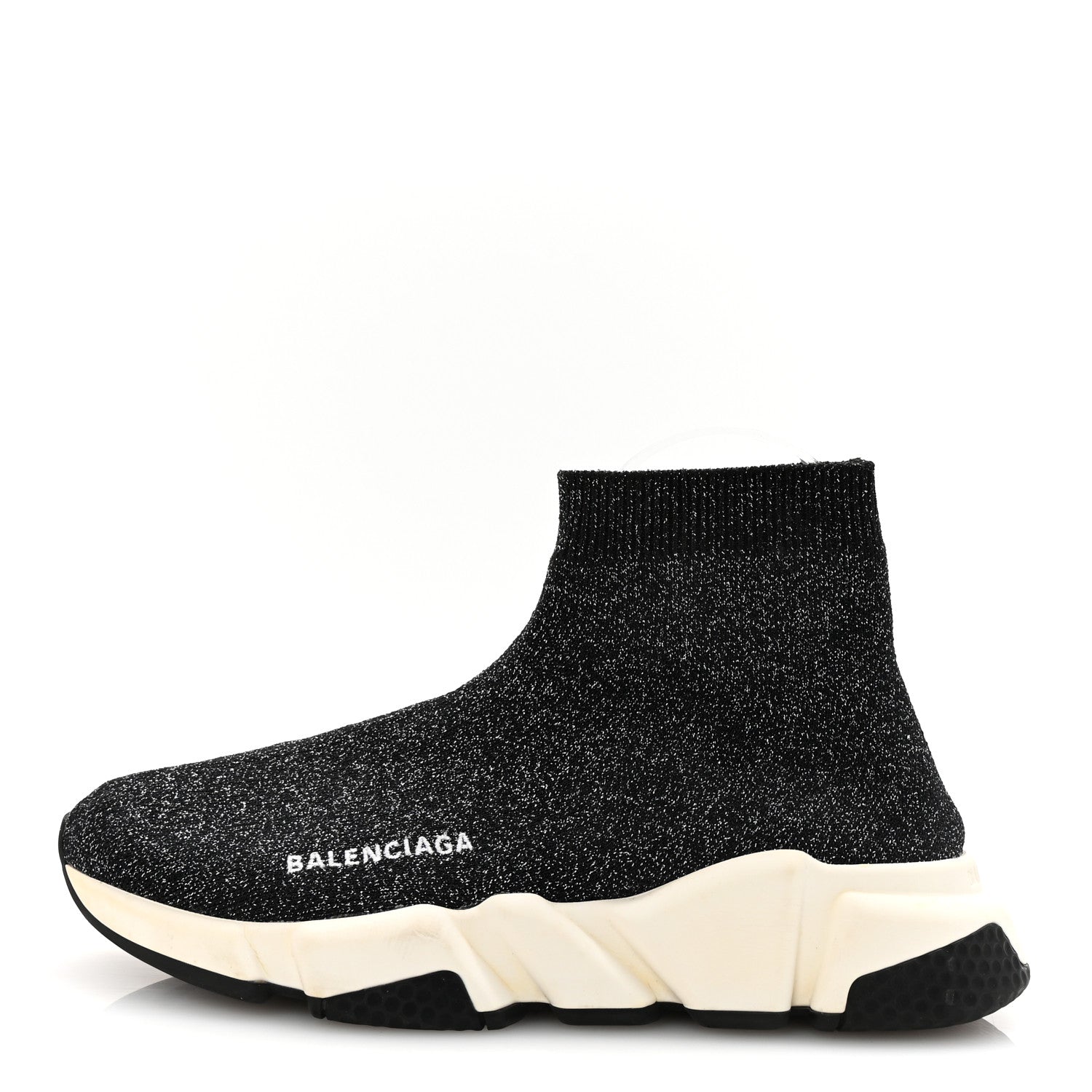 Balenciaga Laminated Knit Bi-Color Sole Womens Speed Sneakers 37 White Black 1 of 10