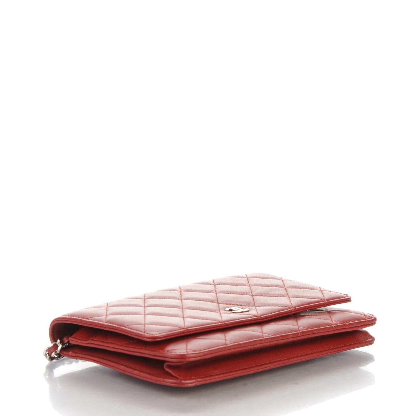 Lambskin Quilted Wallet On Chain WOC Red