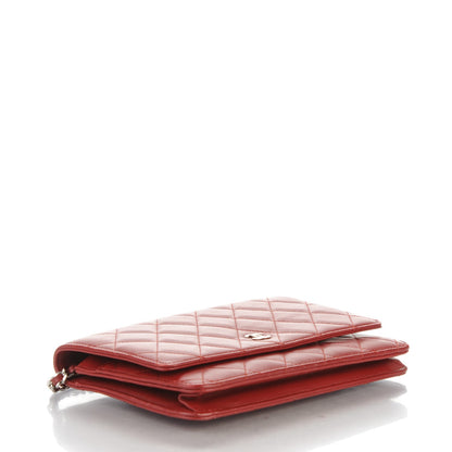 Chanel Lambskin Quilted Wallet On Chain WOC Red 4 of 8