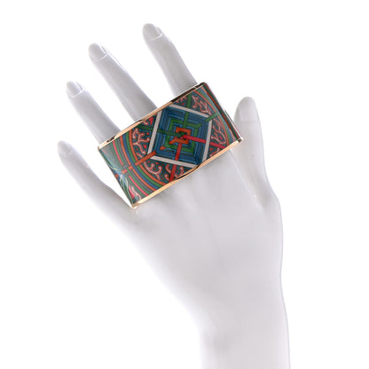 Hermes Enamel Printed Extra Wide L'Arbre Du Vent Bracelet 70 Folk 2 of 5
