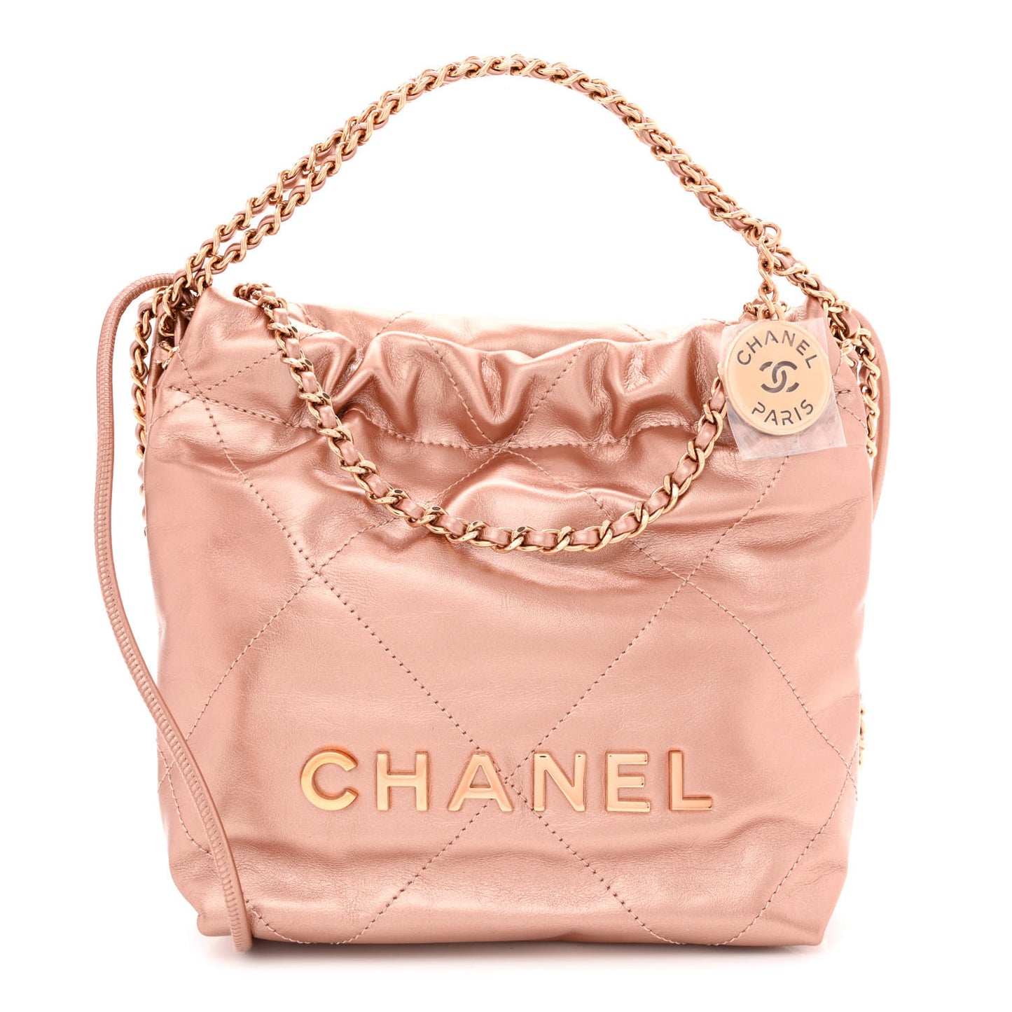 Metallic Calfskin Quilted Mini Chanel 22 Copper
