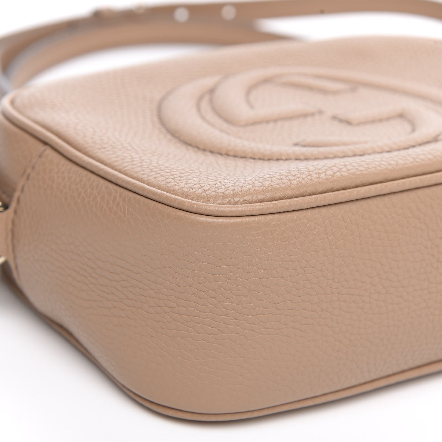 Pebbled Calfskin Small Soho Disco Bag Rose Beige