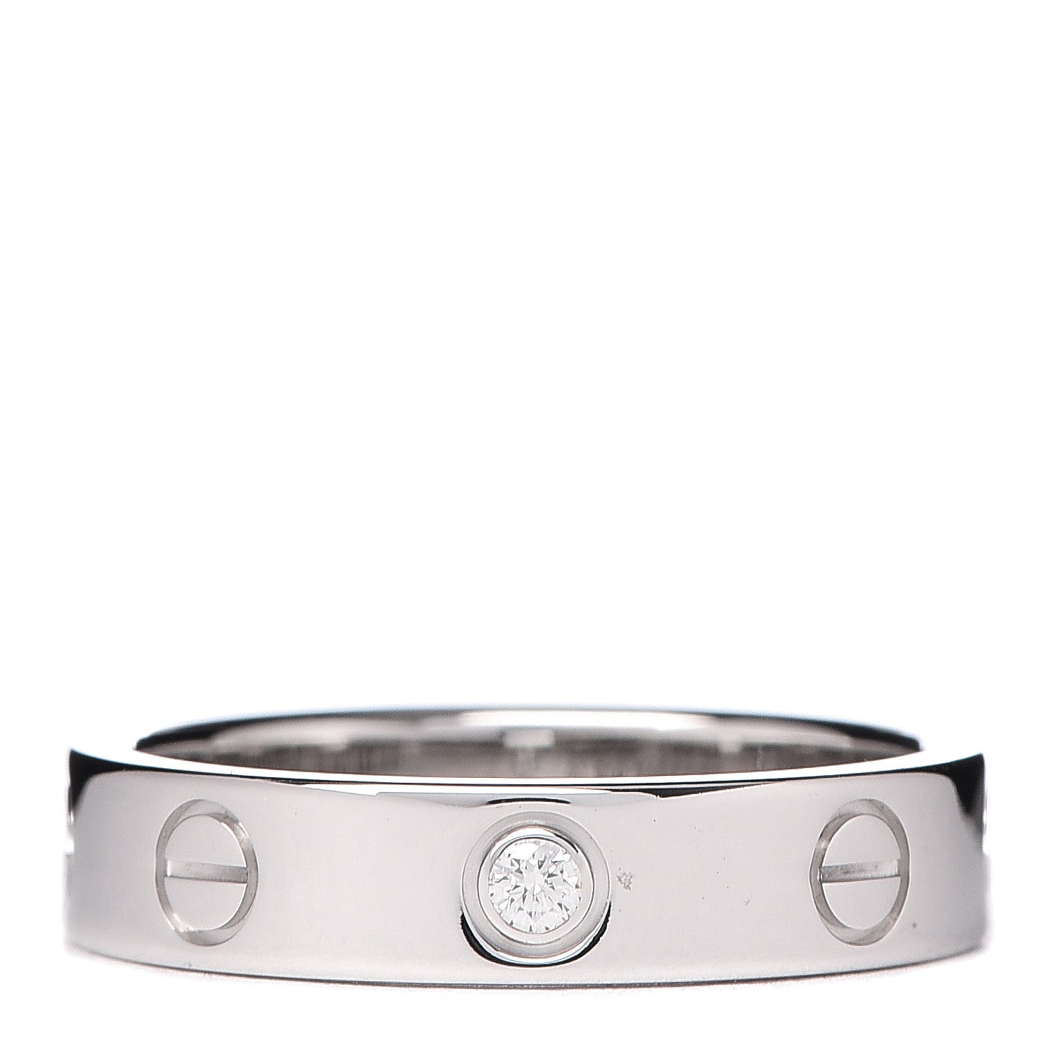 Cartier 18K White Gold Diamond 4mm LOVE Wedding Band Ring 49 5 1 of 4