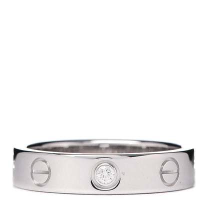 Cartier 18K White Gold Diamond 4mm LOVE Wedding Band Ring 49 5 1 of 4