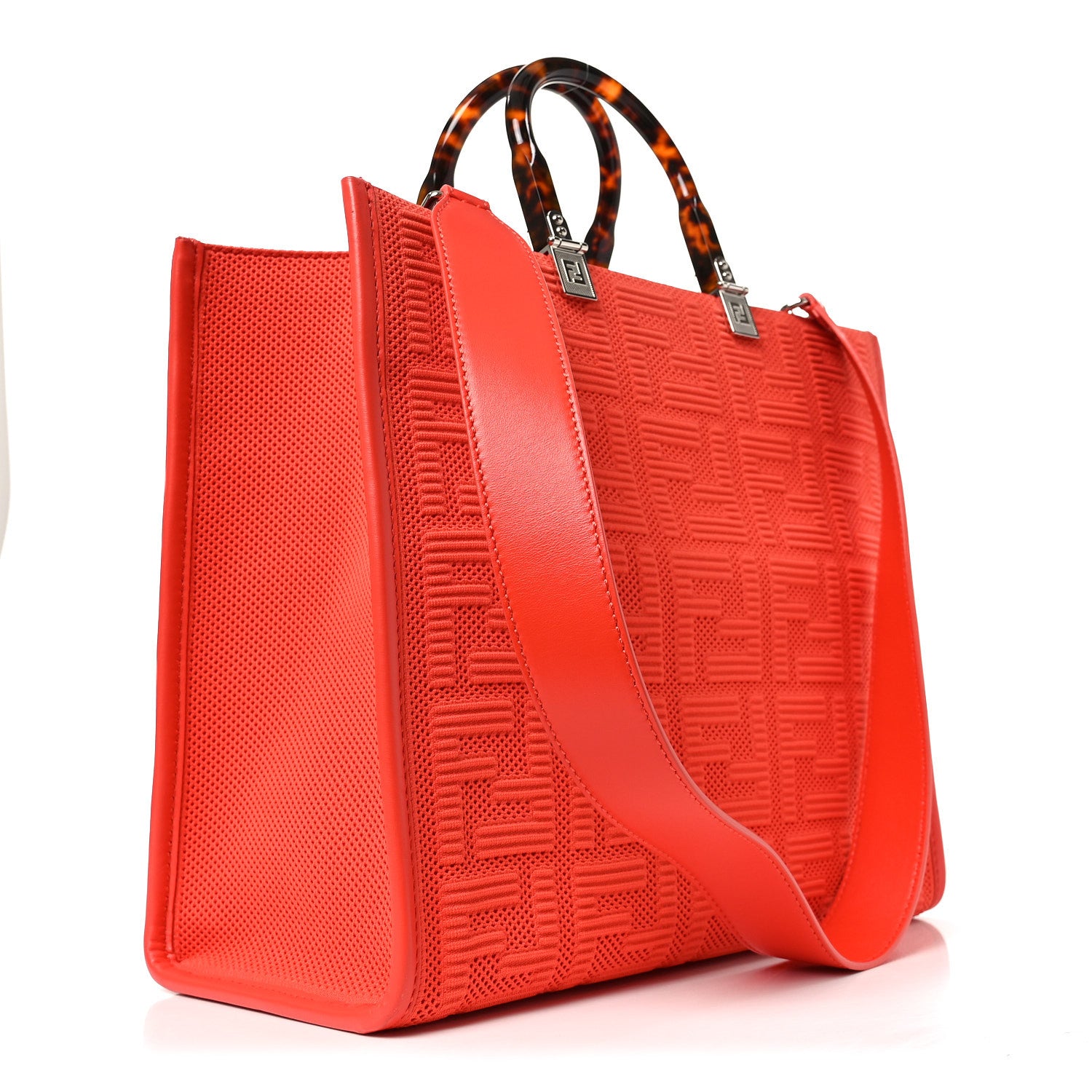 Fendi Technical Fabric Plexiglass FF Medium Fendi Sunshine Shopper Tote Tulipano 2 of 9