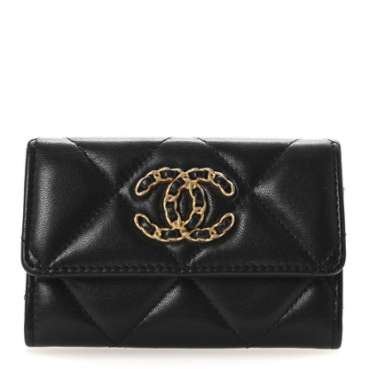 Chanel Lambskin Quilted Chanel 19 Flap Card Holder Black 1 of 8