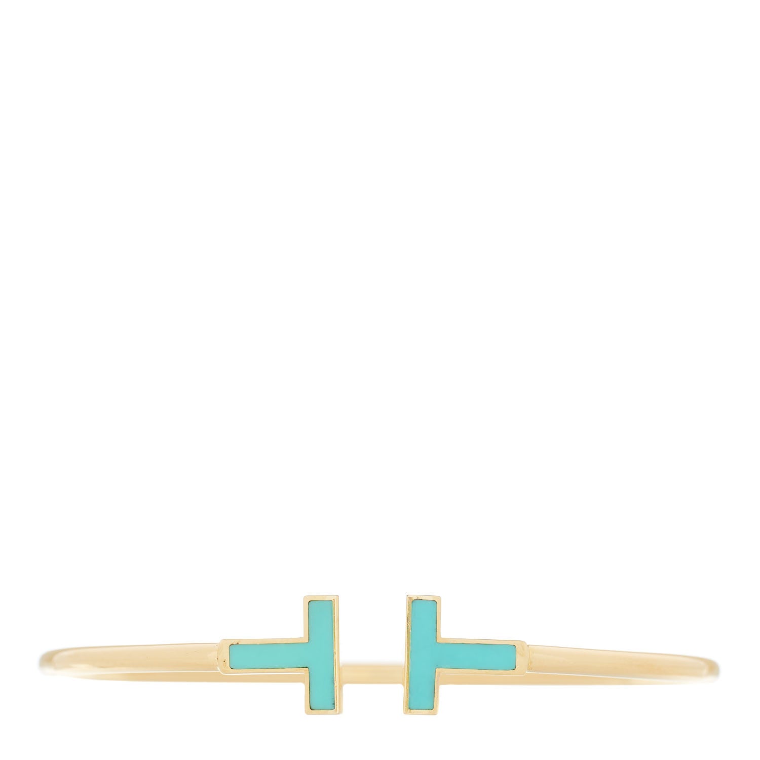 Tiffany 18K Yellow Gold Turquoise T Wire Bracelet 1 of 4