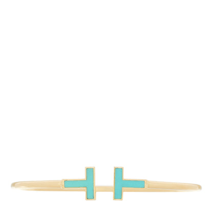 Tiffany 18K Yellow Gold Turquoise T Wire Bracelet 1 of 4