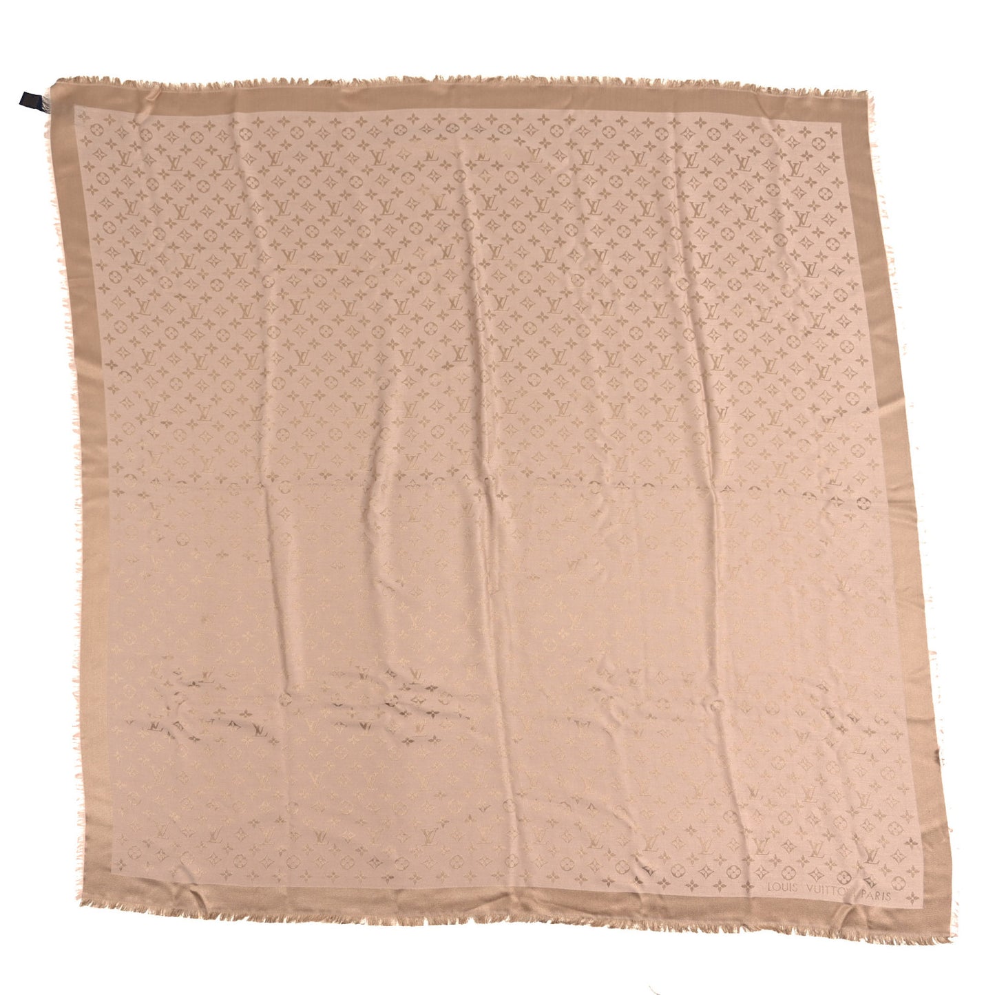 Silk Wool Monogram Denim Shawl Beige Rose