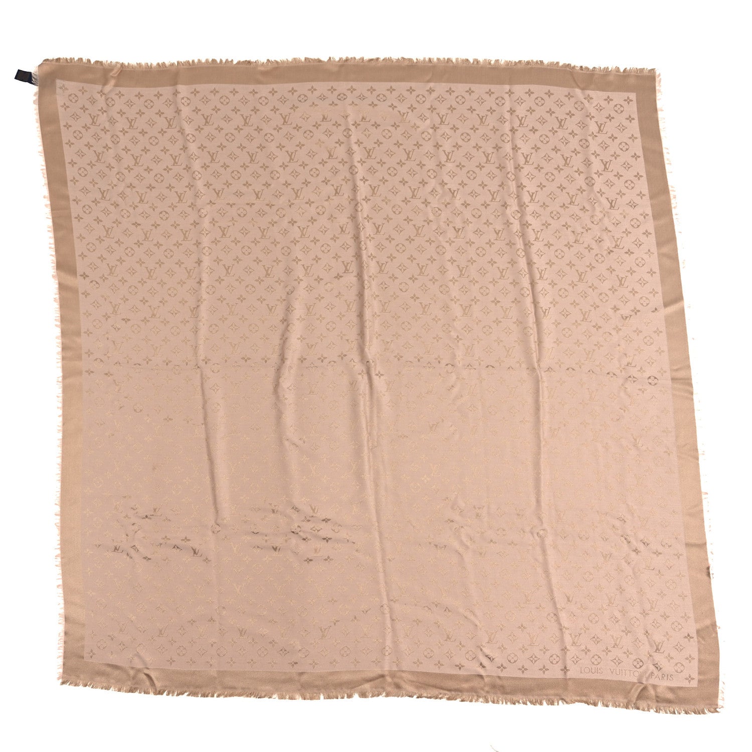 Louis Vuitton Silk Wool Monogram Denim Shawl Beige Rose 1 of 3