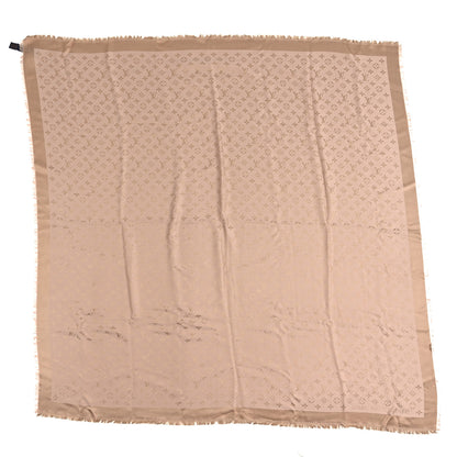 Louis Vuitton Silk Wool Monogram Denim Shawl Beige Rose 1 of 3