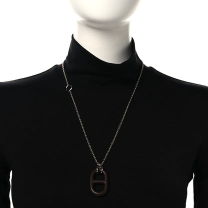 Hermes Vulcanium Chaine d'Ancre Necklace Silver Brun 2 of 6