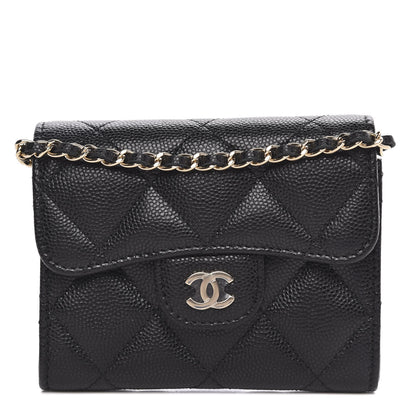 Chanel Caviar Quilted Flap Card Holder On Chain Black 1 of 9