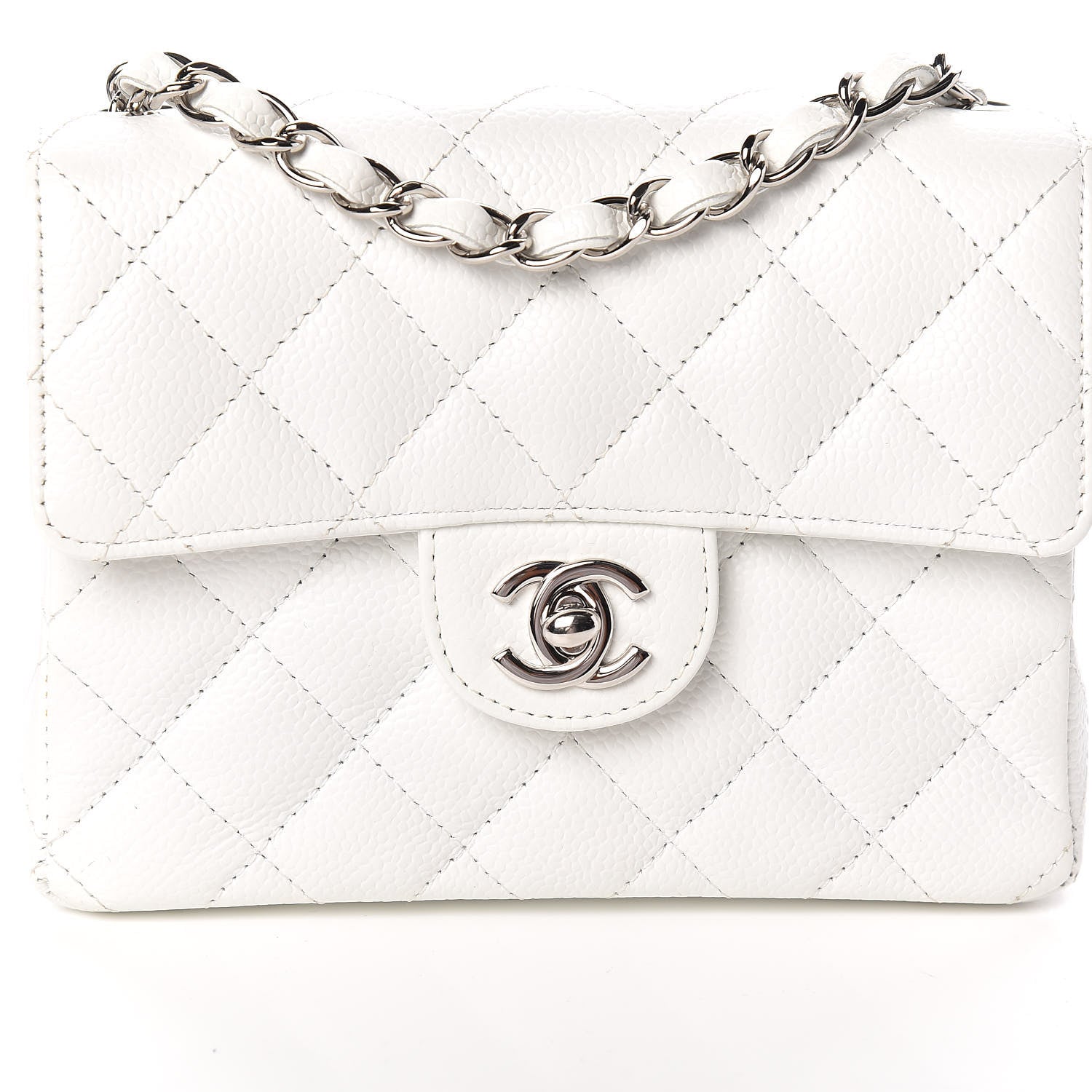 Chanel Caviar Quilted Mini Square Flap White 16 of 17