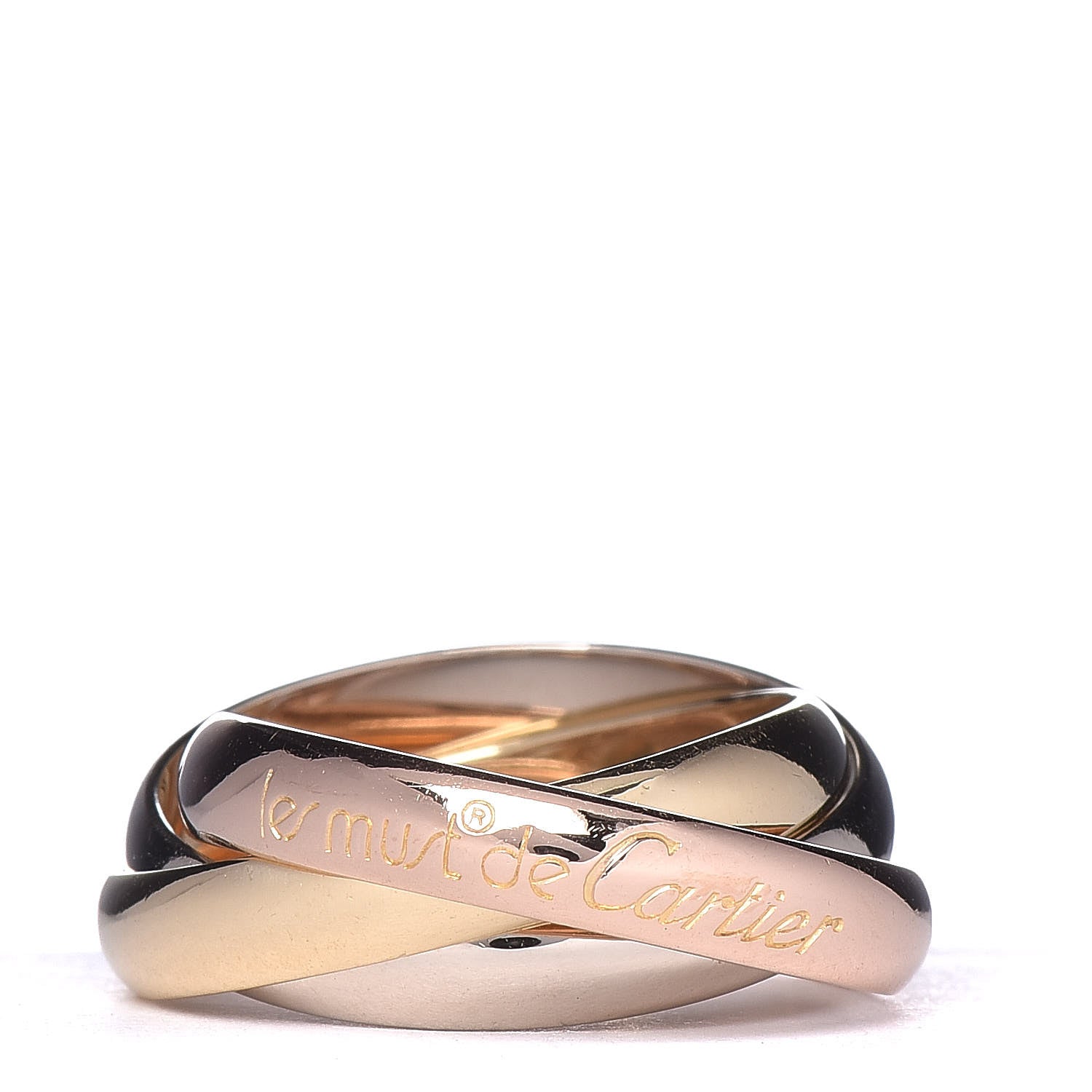 Cartier 18K Pink Yellow White Gold Classic Les Must De Trinity Ring 51 5.75 1 of 5