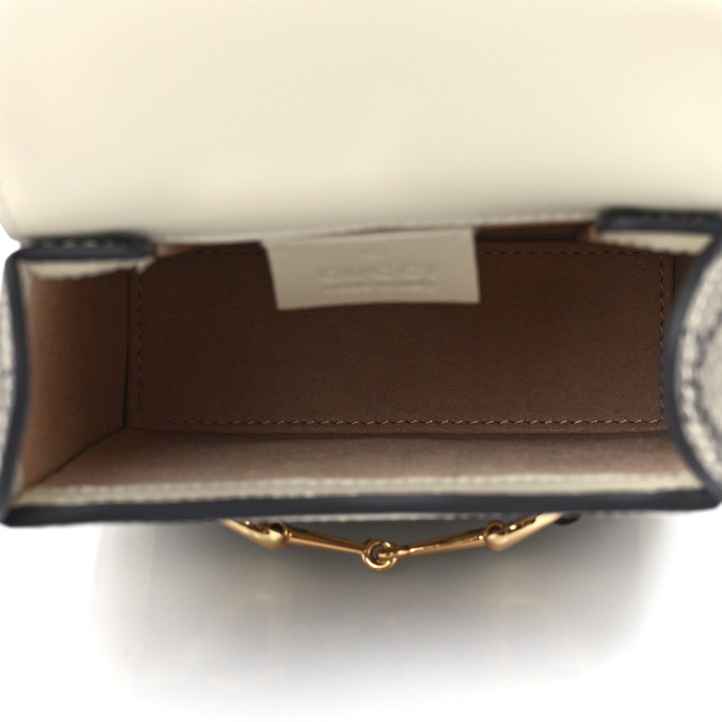 GG Supreme Monogram Azalea Calfskin Mini Horsebit 1955 Crossbody Bag Beige Ebony Mystic White