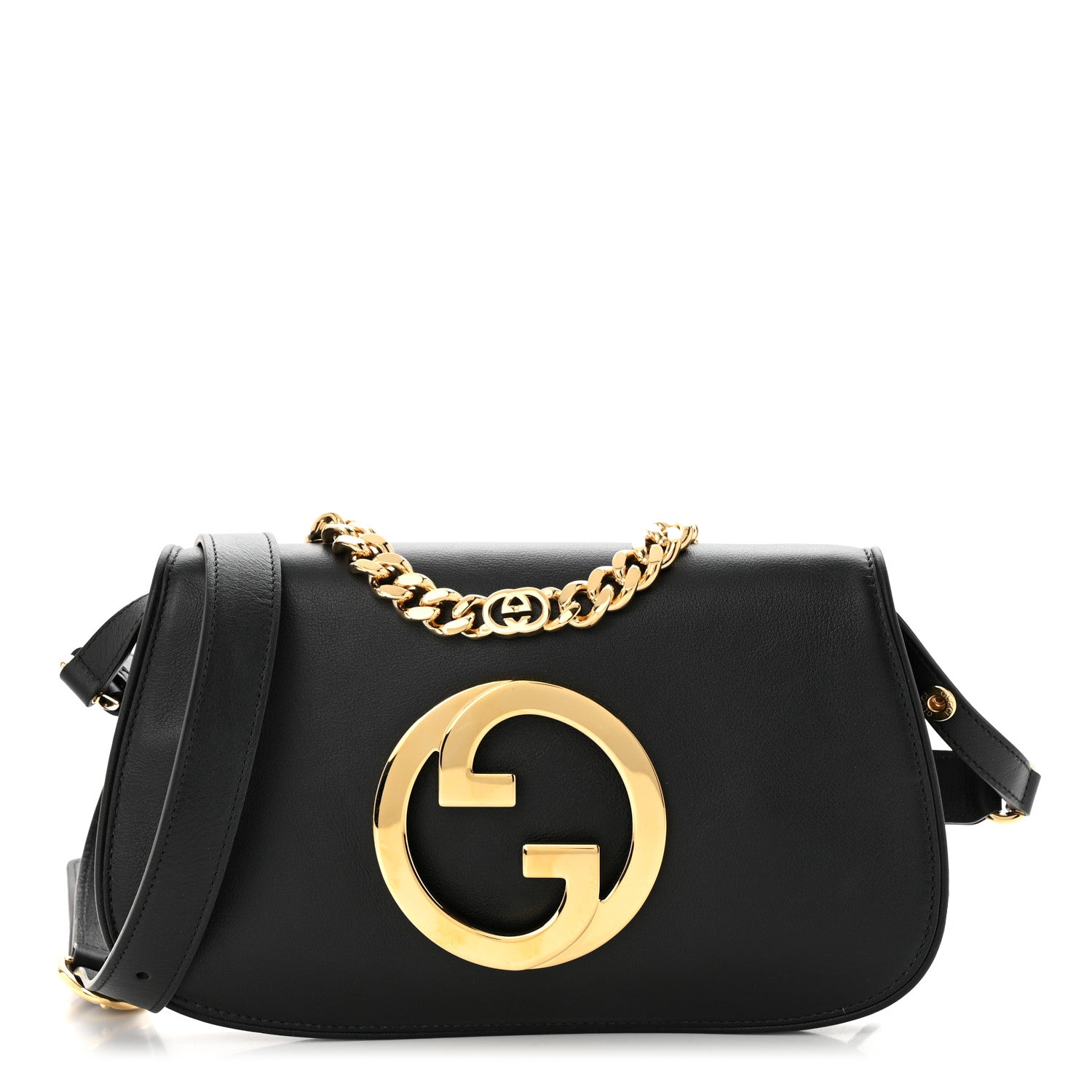Gucci Roxy Calfskin Blondie Chain Shoulder Flap Bag Black 1 of 13